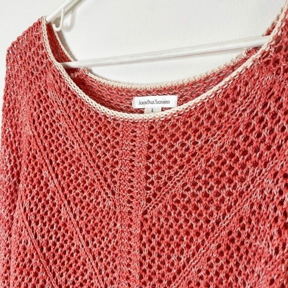 John Paul Richard Women Sweater Size L Open Knit Pink Tunic Long Sleeve Pullover - Picture 3 of 8